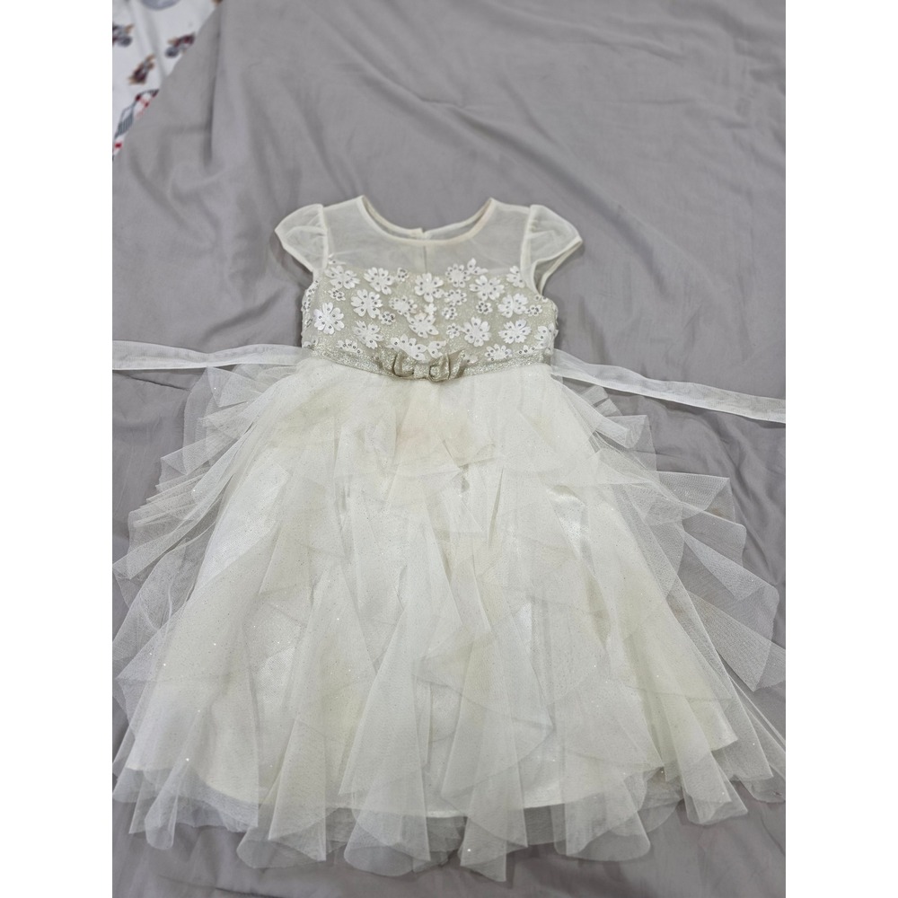 Jona Michelle Girl's White‎ Flower Girl Dress Special Occasion Party Size 6